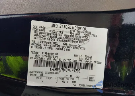 2011 Ford Focus Se from USA, damaged, VIN 1FAHP3FN4BW139203